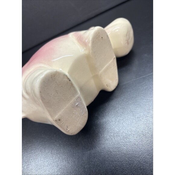 Vintage Ceramic Hippo Planter Figurine Pink & Cream Glaze - Picture 5 of 6